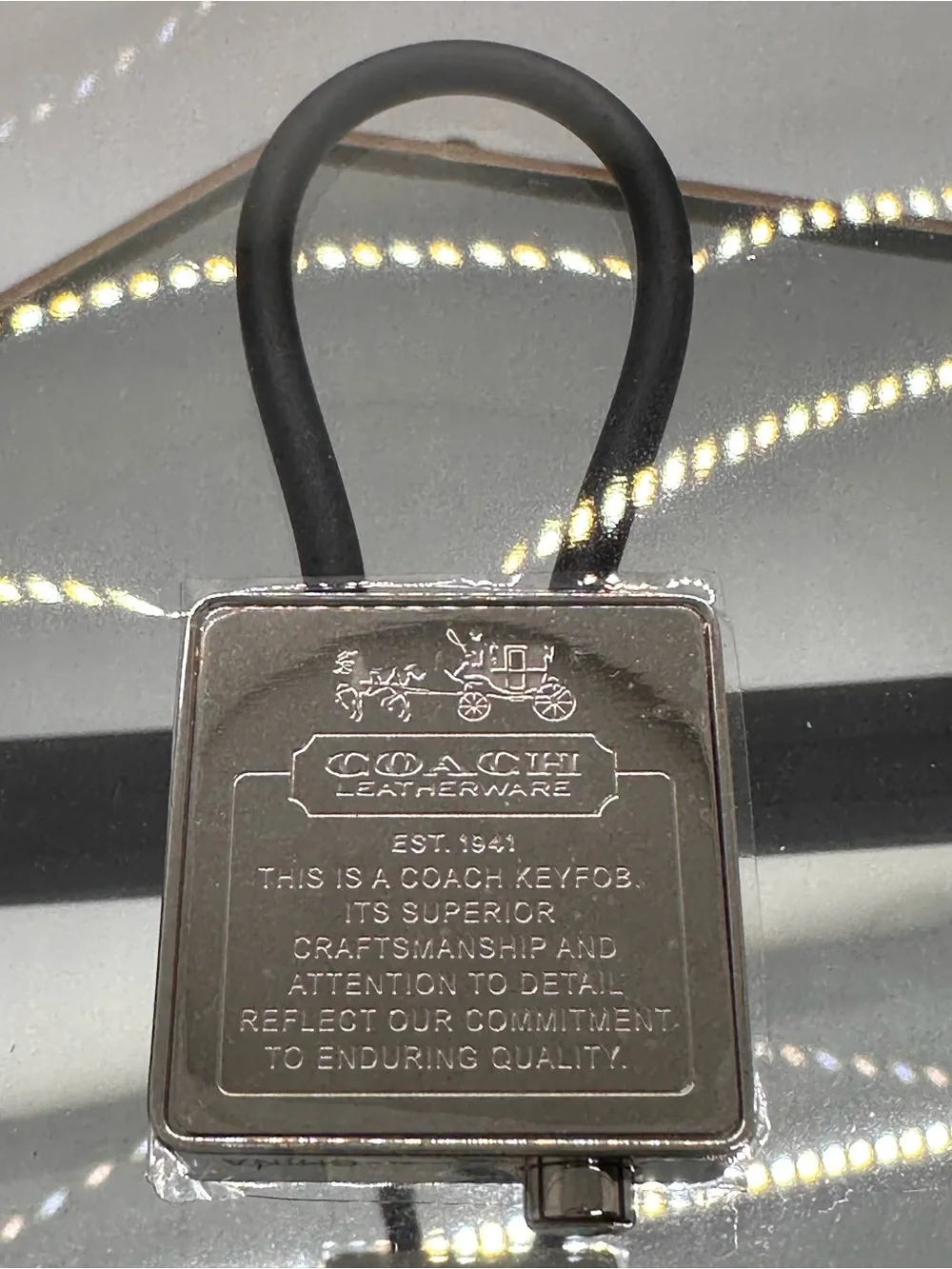 COACH Silver Horse & Carriage Logo Plate Keyfob Keychain New!!!